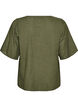 Kurz&auml;rmelige Bluse aus Baumwolle mit V-Ausschnitt, Gr&uuml;n, Packshot image number 1
