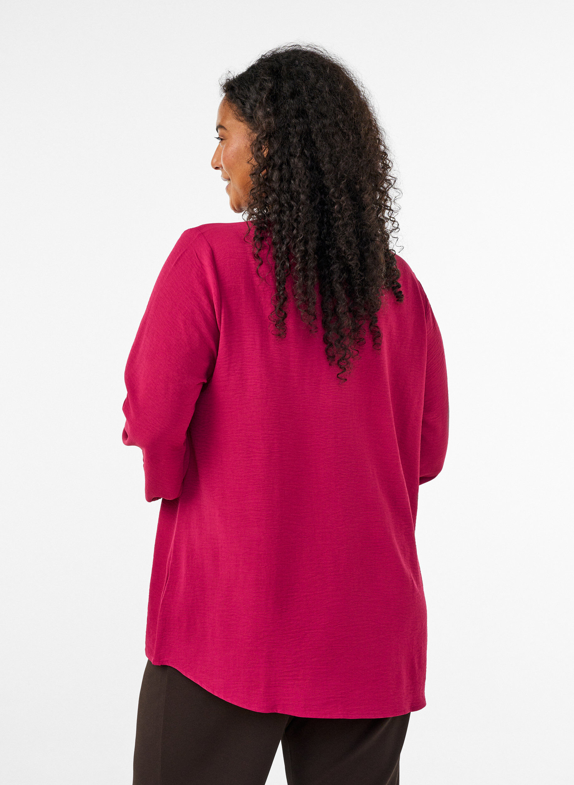 ZizziBluse mit Smockb&uuml;ndchen und V-Ausschnitt, Rot, Model image number 2