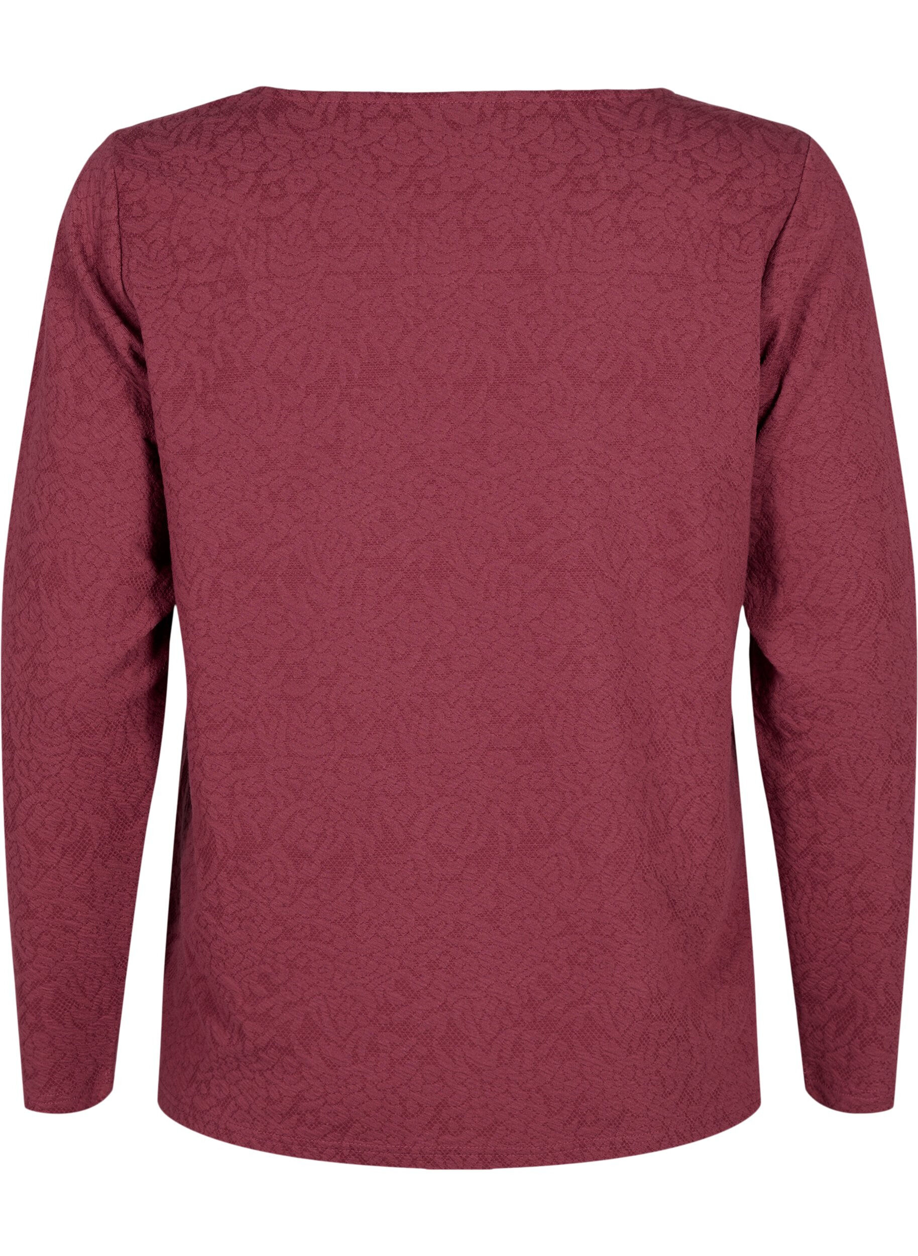 Zizzi Lang&auml;rmelige Bluse mit Textur, Rot, Packshot image number 1