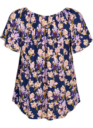 Bluse aus Viskose mit Blumenmuster und kurzen Ärmeln, Small Flower AOP, Packshot image number 1