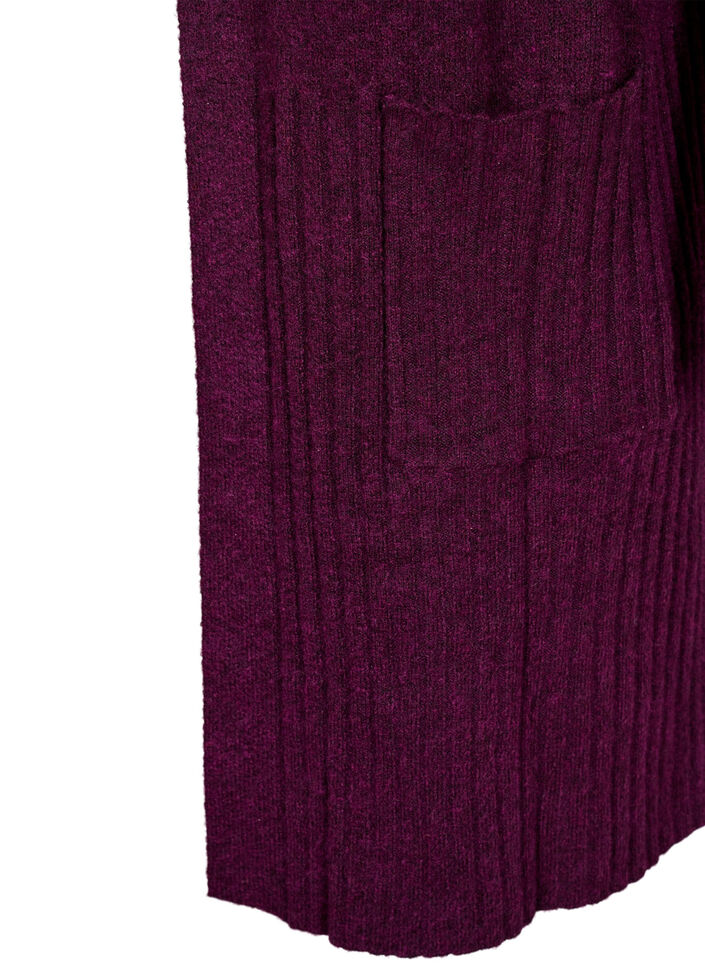 Lange Strickjacke mit Taschen, Potent Purple Mel., Packshot image number 3
