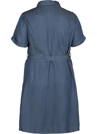 Kurzarm Kleid aus Lyocell, Blue denim , Packshot image number 1