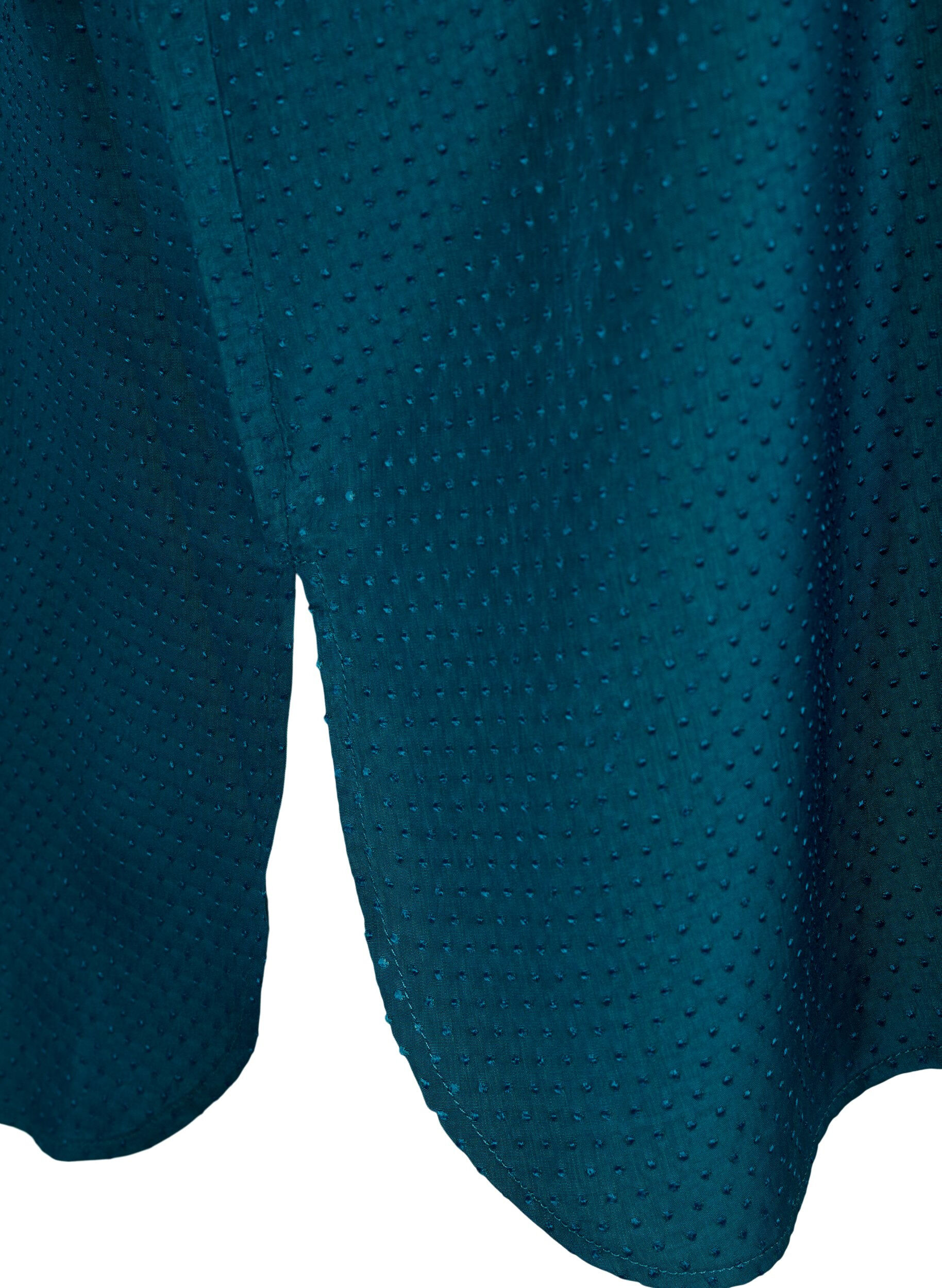 Zizzi Kurz&auml;rmeliges Hemdblusenkleid mit gepunktetem Muster, Deep Teal, Packshot image number 3