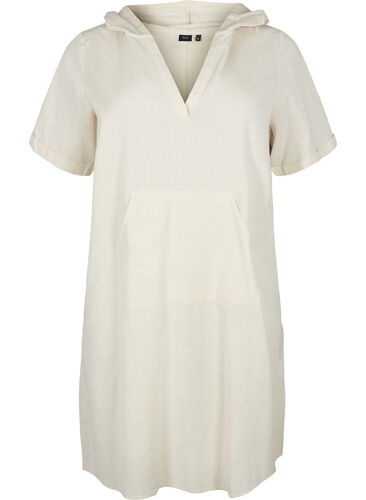 Kurzärmeliges Kleid mit Kapuze, Sandshell, Packshot image number 0