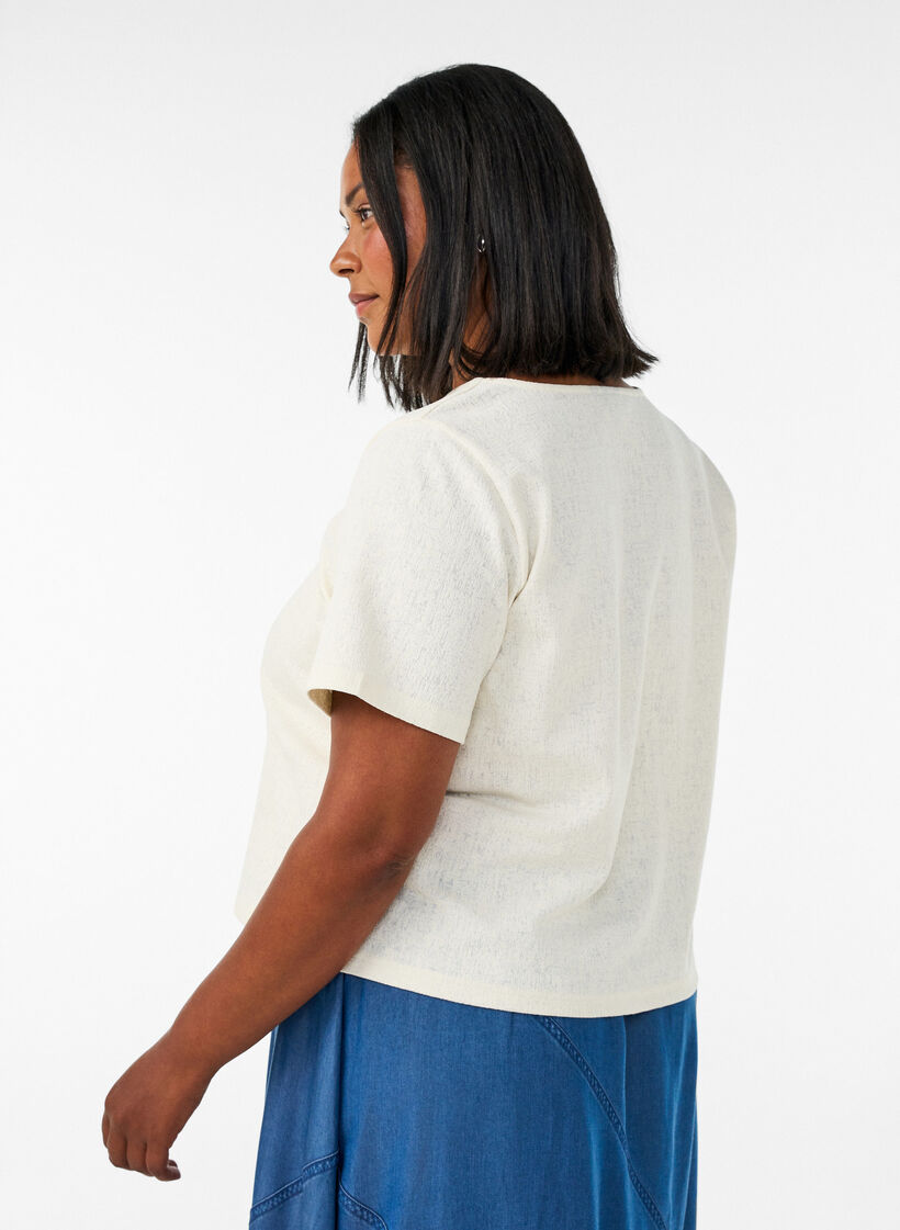 Strukturierte Bluse aus Baumwolle mit Knopfleiste, Vanille, Model image number 2