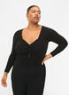 Gerippte Bluse mit Loch-Detail, Black, Model image number 0