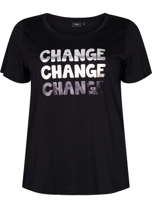 Kurzärmeliges Baumwoll-T-Shirt, Black Change, Packshot image number 0