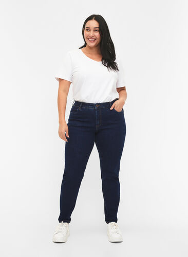 Slim Fit Emily Jeans mit normaler Taille., Dark blue, Model image number 0