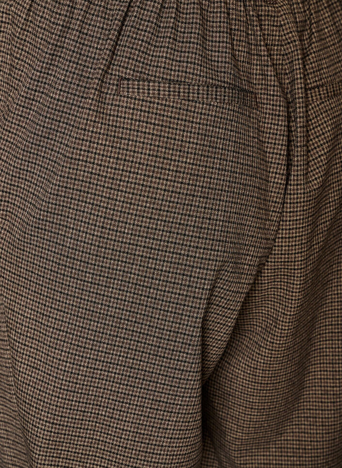 Hose mit kleinem Karomuster und geradem Bein, Braun, Packshot image number 3