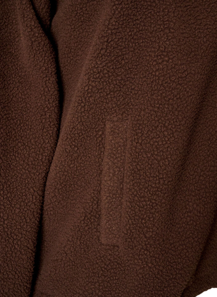 Teddyjacke mit Details aus Lochstickerei und hohem Kragen, Braun, Packshot image number 3