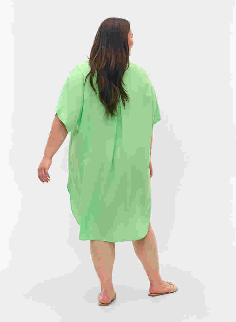 Lange Hemdbluse aus Viskose mit 2/4-Ärmeln, Summer Green, Model image number 1