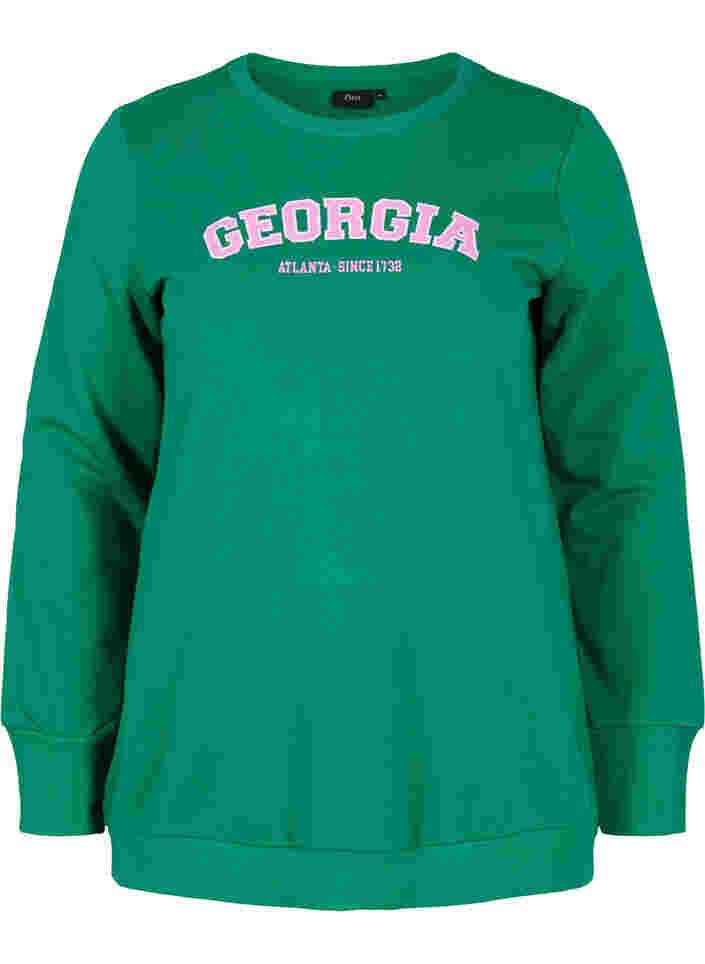 Baumwollsweatshirt mit Textprint, Jolly Green, Packshot image number 0