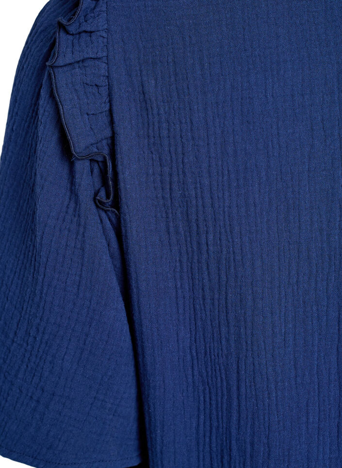 Bluse aus Baumwoll-Musselin mit Broderie Anglaise und 1/2-&Auml;rmeln, Blau, Packshot image number 3