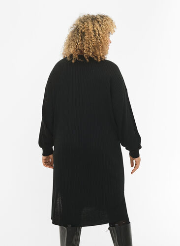 Oversized Strickkleid mit Schlitz, Black, Model image number 1