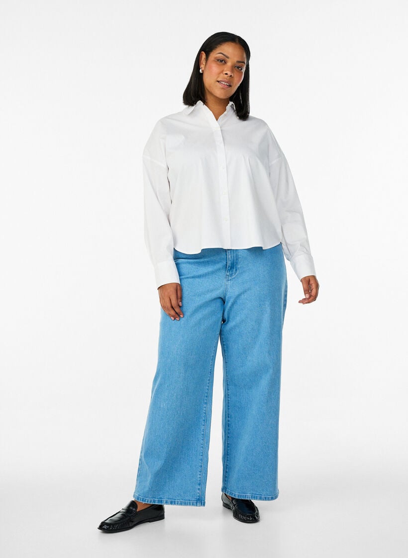 Klassisches Hemd aus Baumwolle mit lockerer Passform, Wei&szlig;, Model image number 1