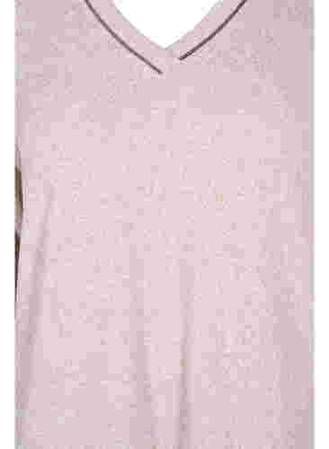 Bluse mit V-Ausschnitt und langen Ärmeln, Natural Mel., Packshot image number 2