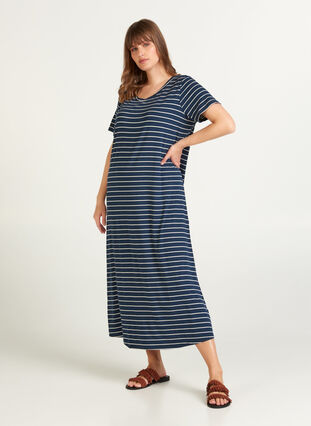 Kleid, Mood Indigo and white stripe, Model image number 0