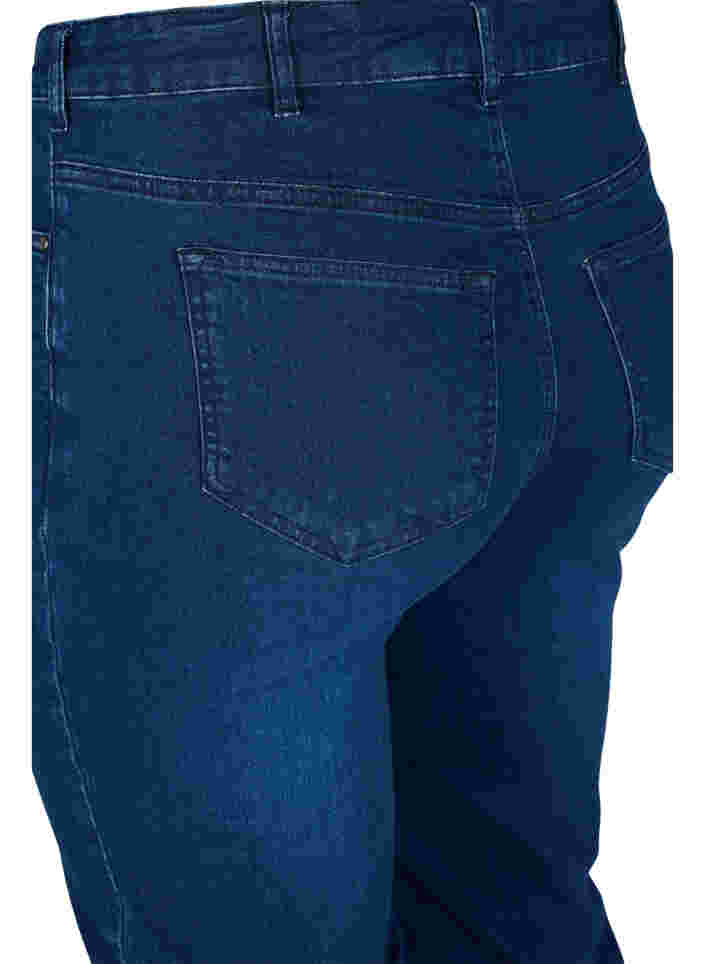 Enganliegende Denim-Caprihose aus Baumwolle, Dark blue denim, Packshot image number 3