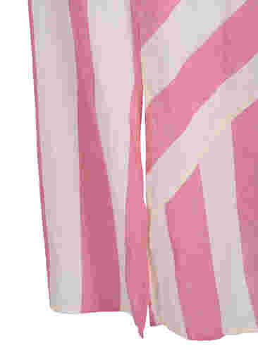 Kurzärmeliges Hemdkleid aus Baumwolle mit Streifen, Magenta Stripe, Packshot image number 3