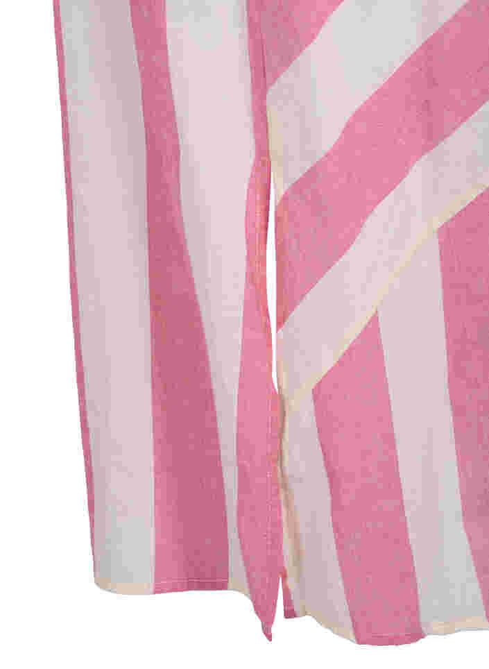Kurzärmeliges Hemdkleid aus Baumwolle mit Streifen, Magenta Stripe, Packshot image number 3