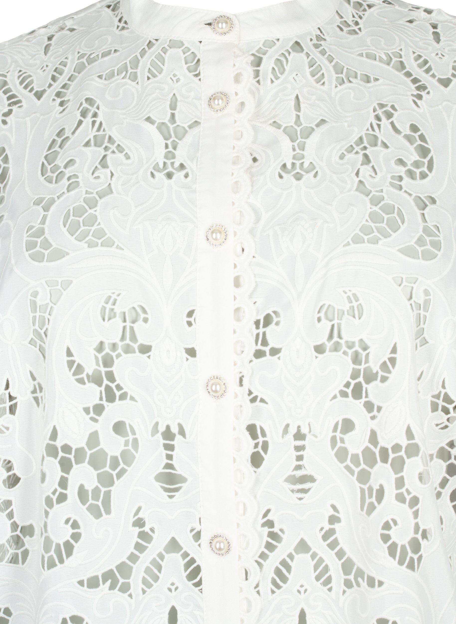 Zizzi Lang&auml;rmlige Hemdbluse aus Spitze, White, Packshot image number 2