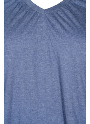 Melierte-Bluse mit langen Ärmeln und V-Ausschnitt, Vintage Indigo Mel., Packshot image number 2