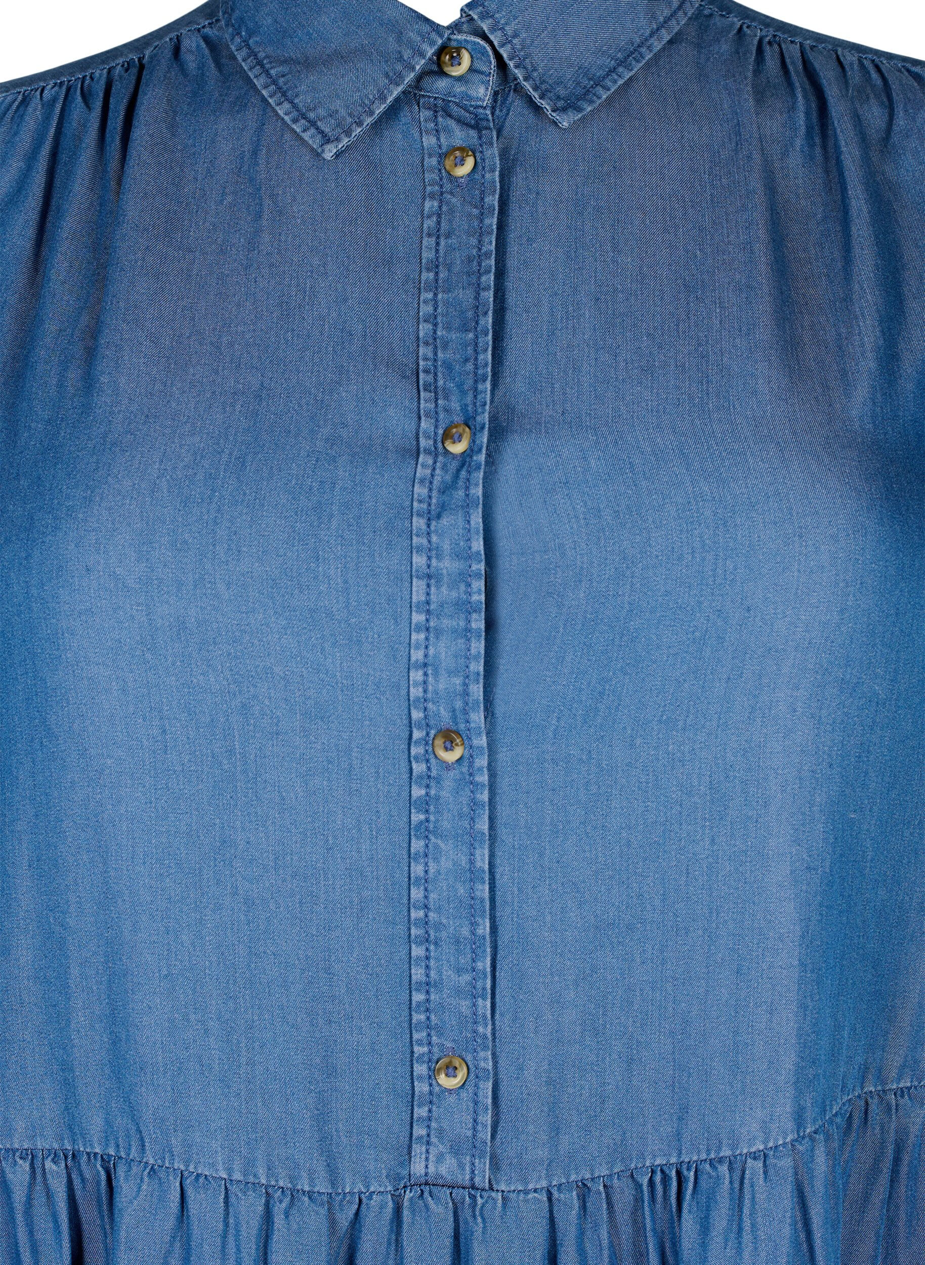 Zizzi Denim-Kleid aus TENCEL&trade; Lyocell mit 3/4 &Auml;rmeln, Blue Denim, Packshot image number 2