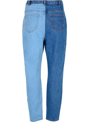 Two-Tone Mille Mom Fit Jeans, Lt. B. Comb, Packshot image number 1