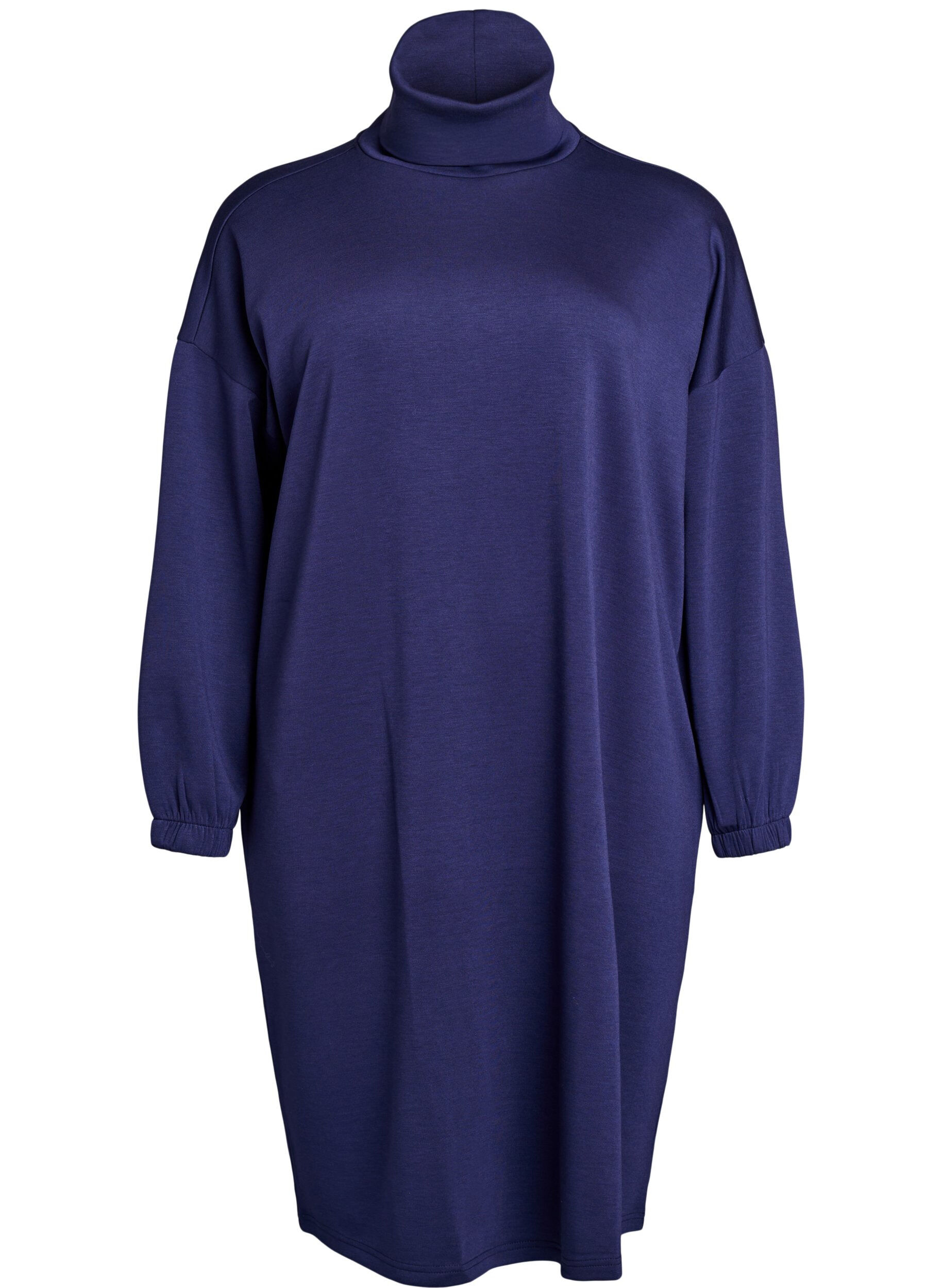 Zizzi Rollkragenkleid in A-Form, Blau, Packshot image number 0