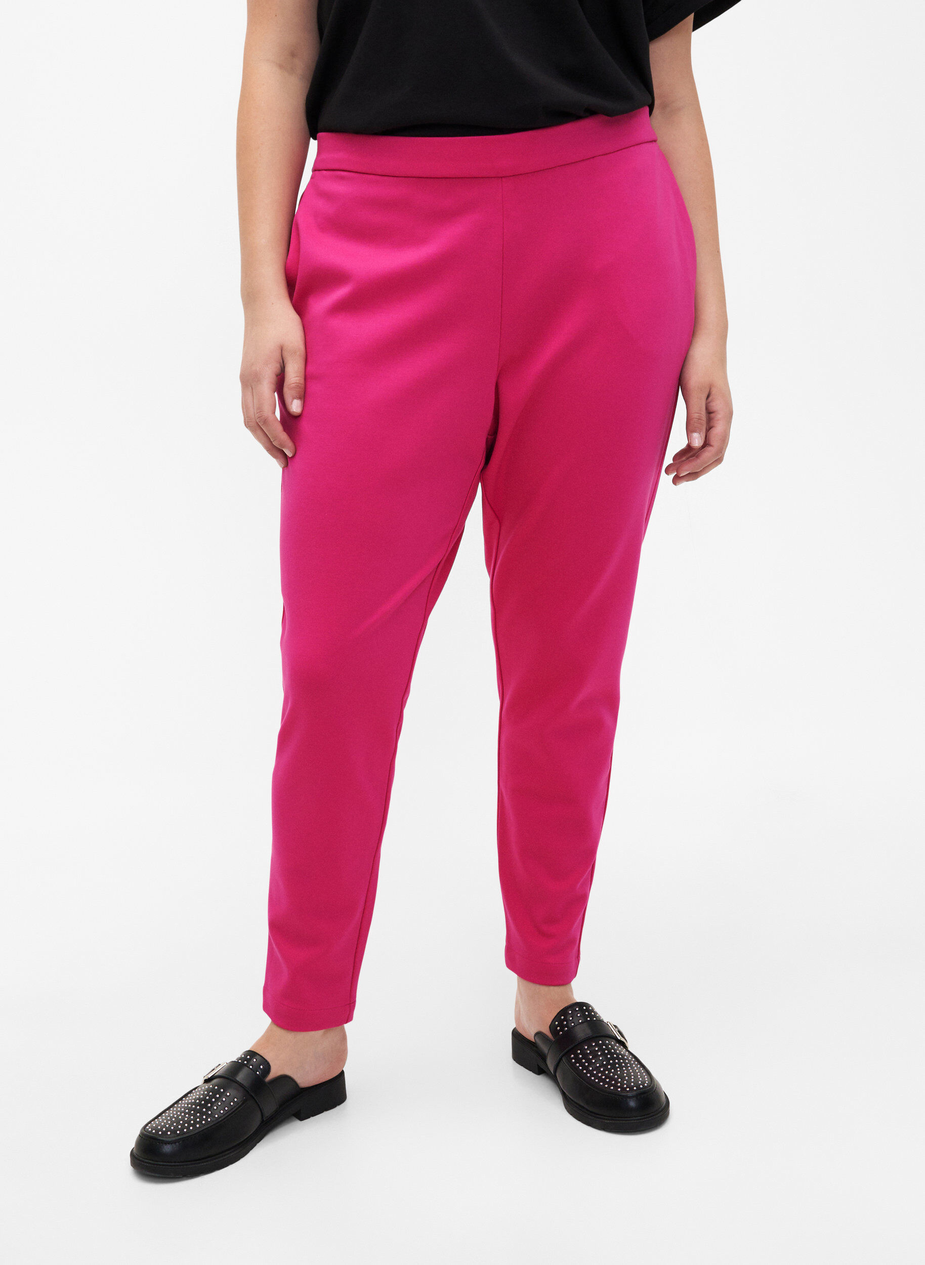 Zizzi Cropped-Hose mit Taschen, Pink, Model image number 3