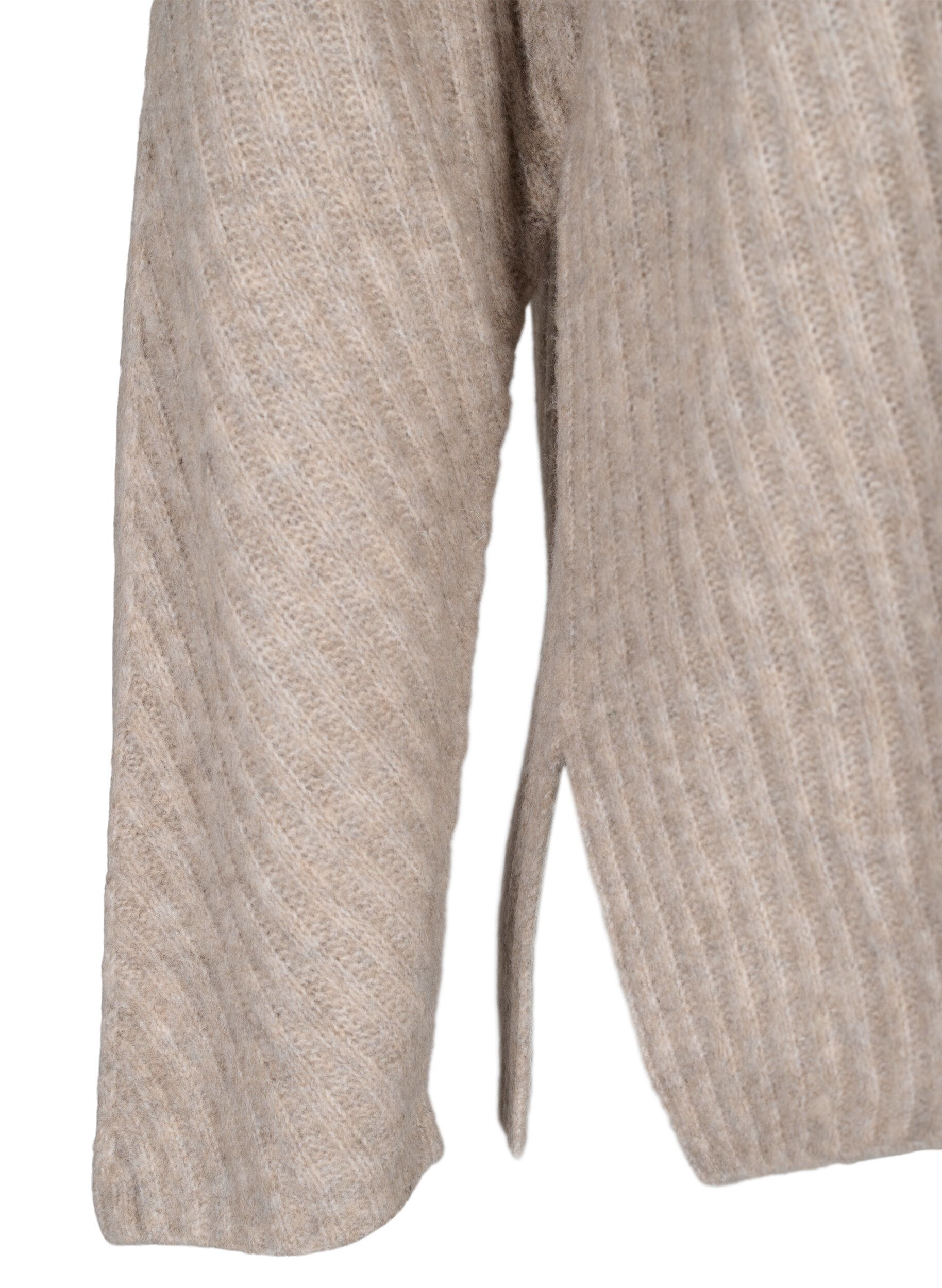 Zizzi Strickpullover mit Schlitz, Simply Taupe Mel., Packshot image number 3