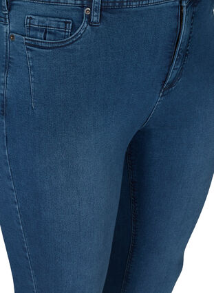 Cropped Amy Jeans mit hoher Taille und Reißverschluss, Dark blue denim, Packshot image number 2