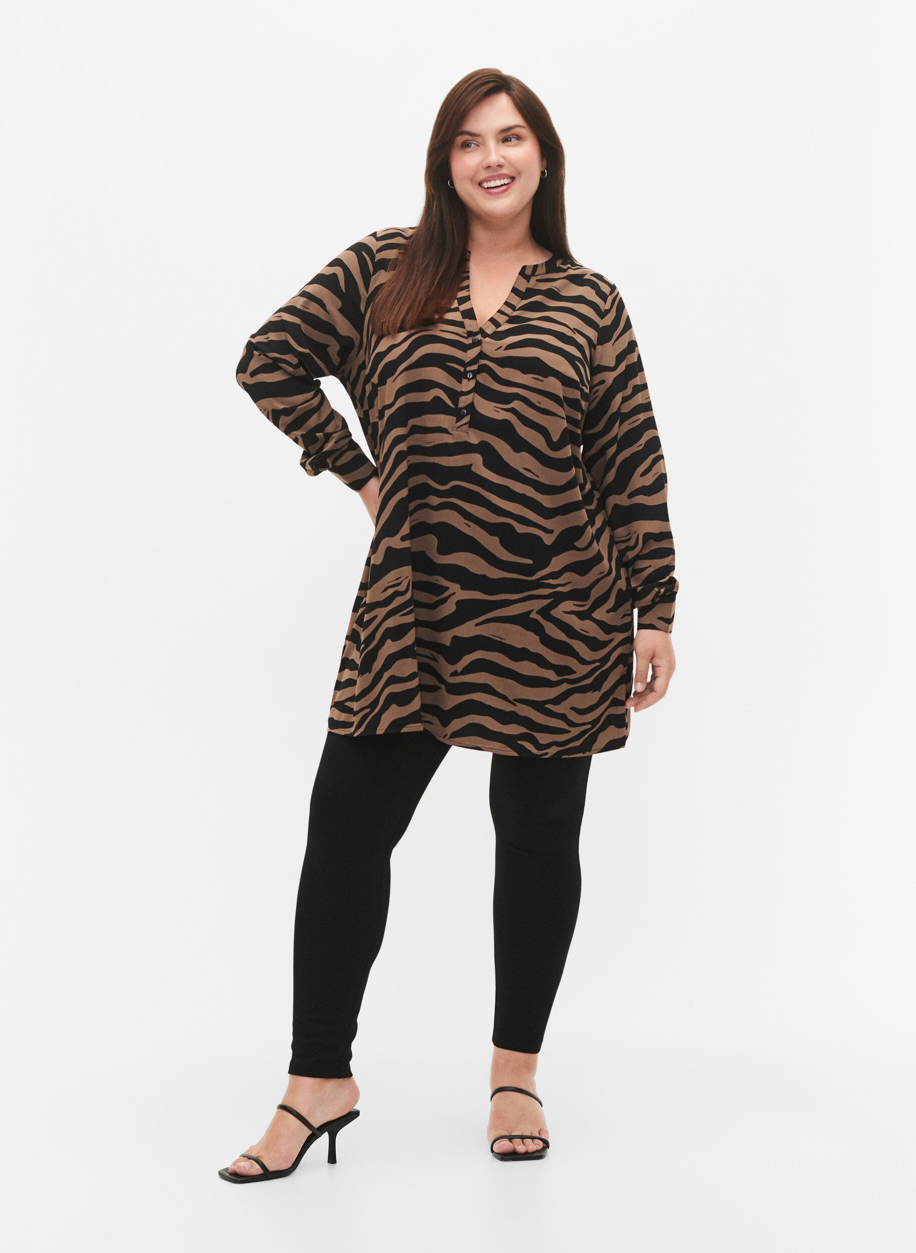 Zizzi Leggings mit Rei&szlig;verschluss, Black, Model image number 0