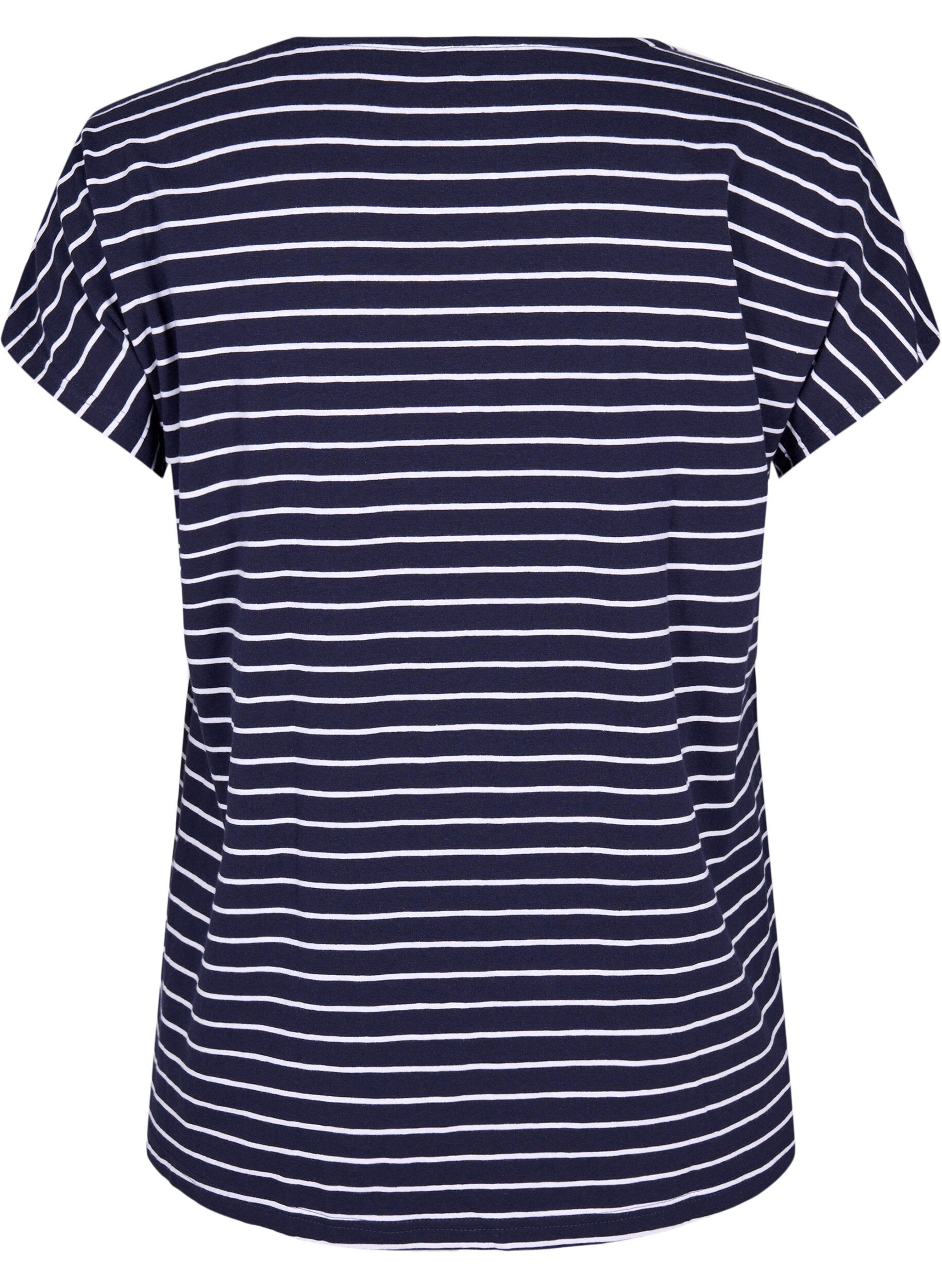 Zizzi T-Shirt aus Baumwolle mit Streifen, Night Sky W. Stripe, Packshot image number 1