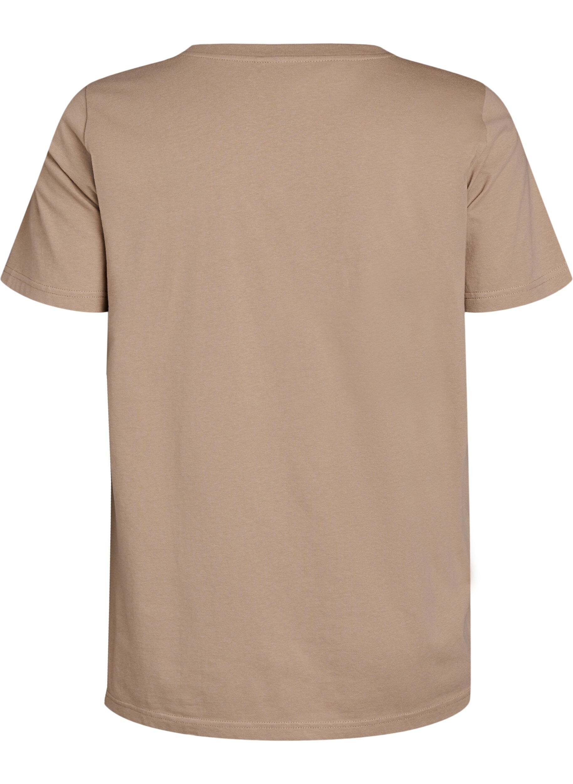 Zizzi T-Shirt mit gebl&uuml;mtem Printdetail, Beige, Packshot image number 1