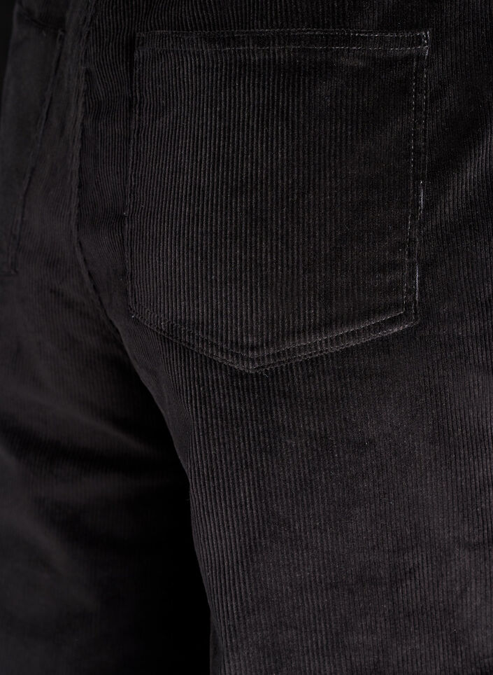 Hoch taillierte Cordhose mit weiten Beinen, Schwarz, Packshot