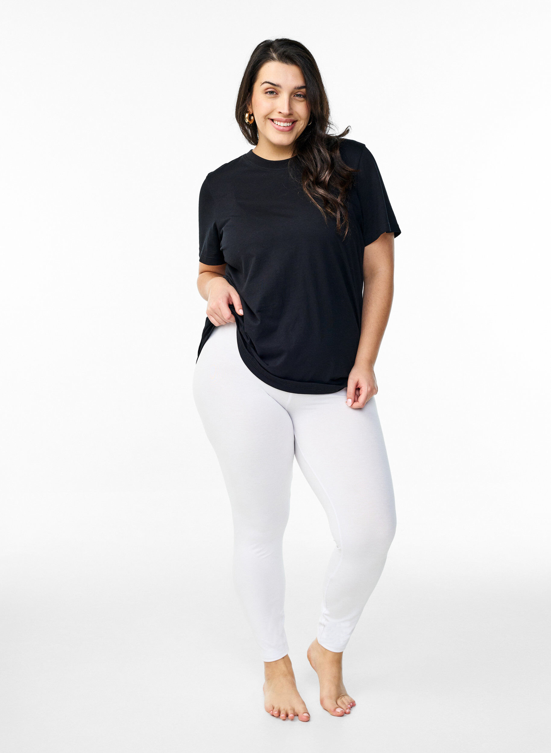 ZizziBasic Leggings aus Viskose, Wei&szlig;, Model image number 1