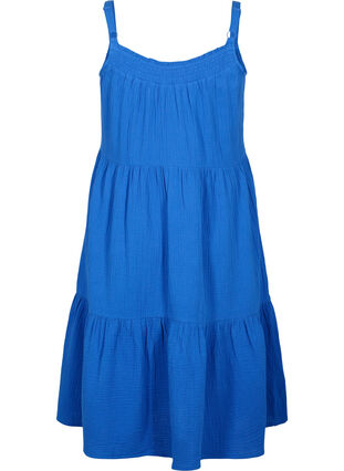 Schlichtes Trägerkleid aus Baumwolle, Victoria blue, Packshot image number 1
