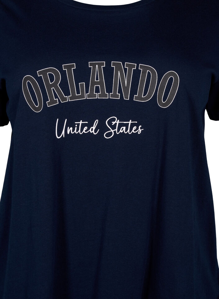 T-Shirt aus Baumwolle mit Textaufdruck, Navy B. Orlando, Packshot image number 2