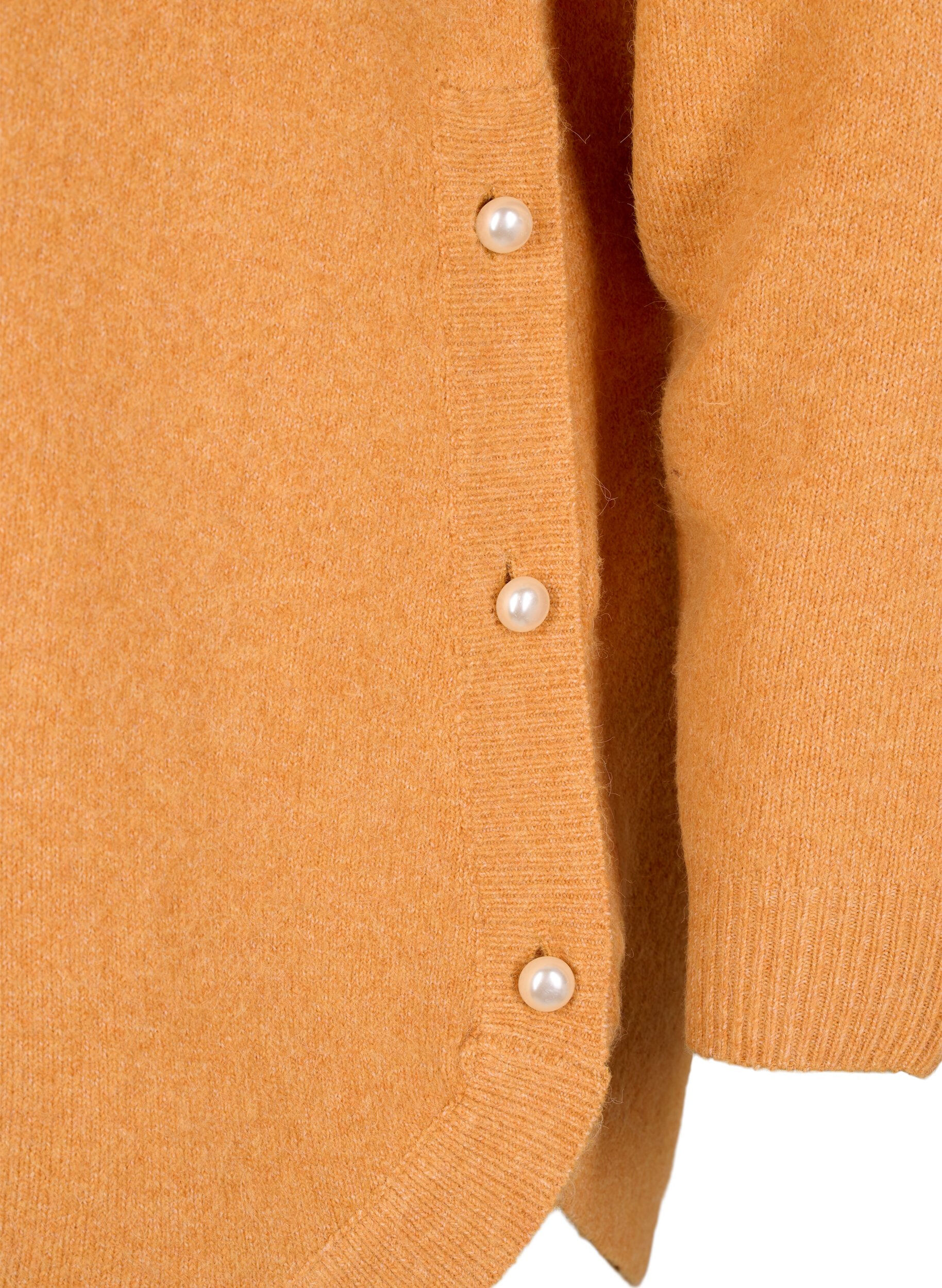 Zizzi Strickbluse mit Perlendetails, Yam White Mel., Packshot image number 3