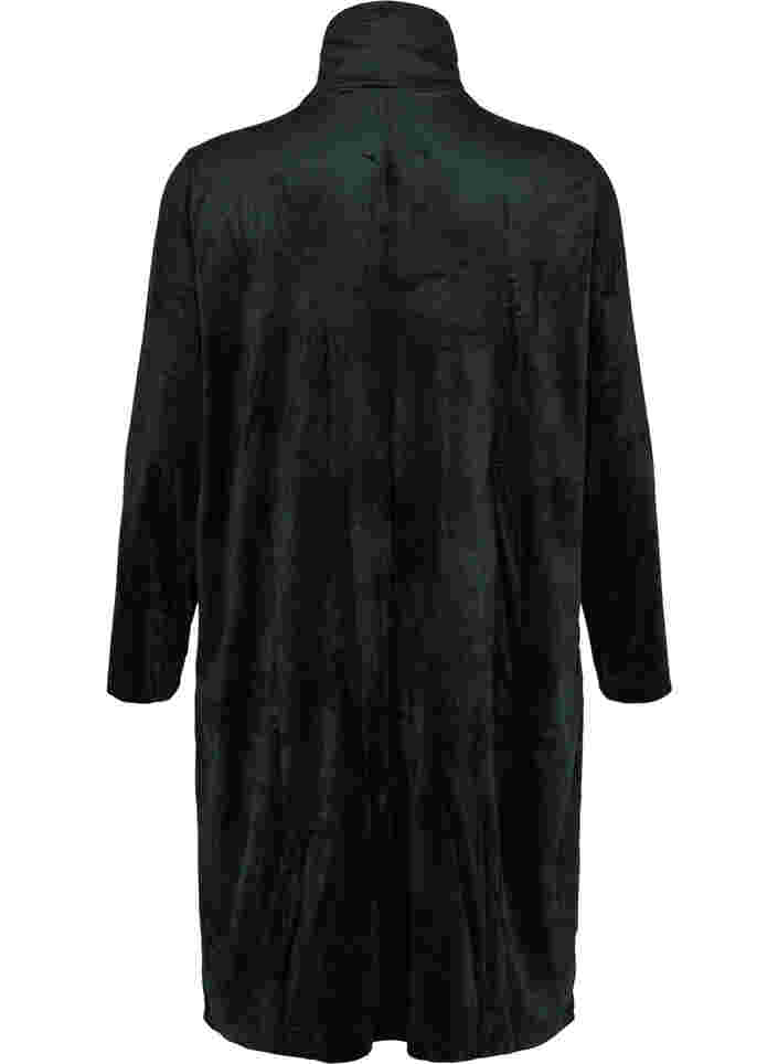 Velourskleid mit Reißverschluss und Taschen, Black, Packshot image number 1