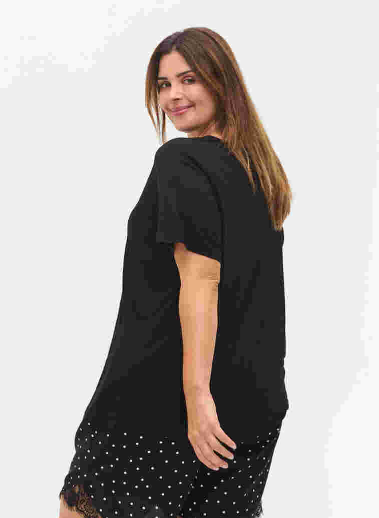 Schlaf-T-Shirt aus Viskose, Black, Model image number 1