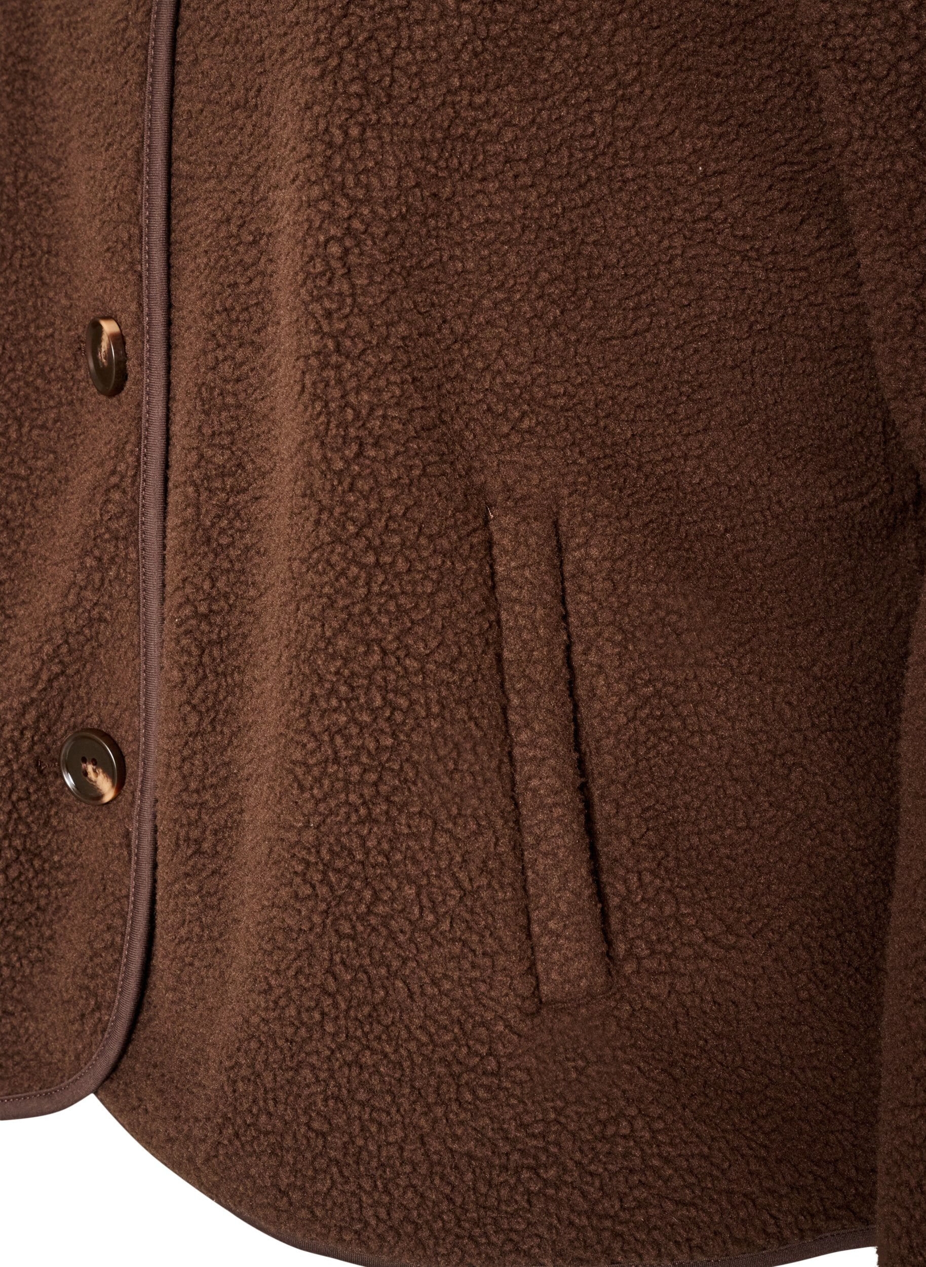 ZizziTeddyjacke mit Rundhalsausschnitt und Kn&ouml;pfen, Braun, Packshot image number 3