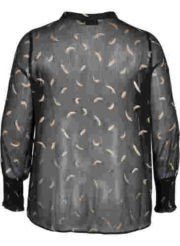 Transparentes Hemd mit Lurex-Muster, Black, Packshot image number 1