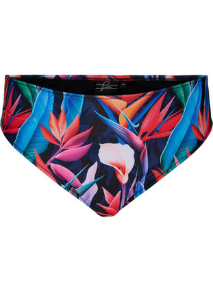 Bikini-Hose mit Print und hoher Taille, Bright Leaf, Packshot image number 0