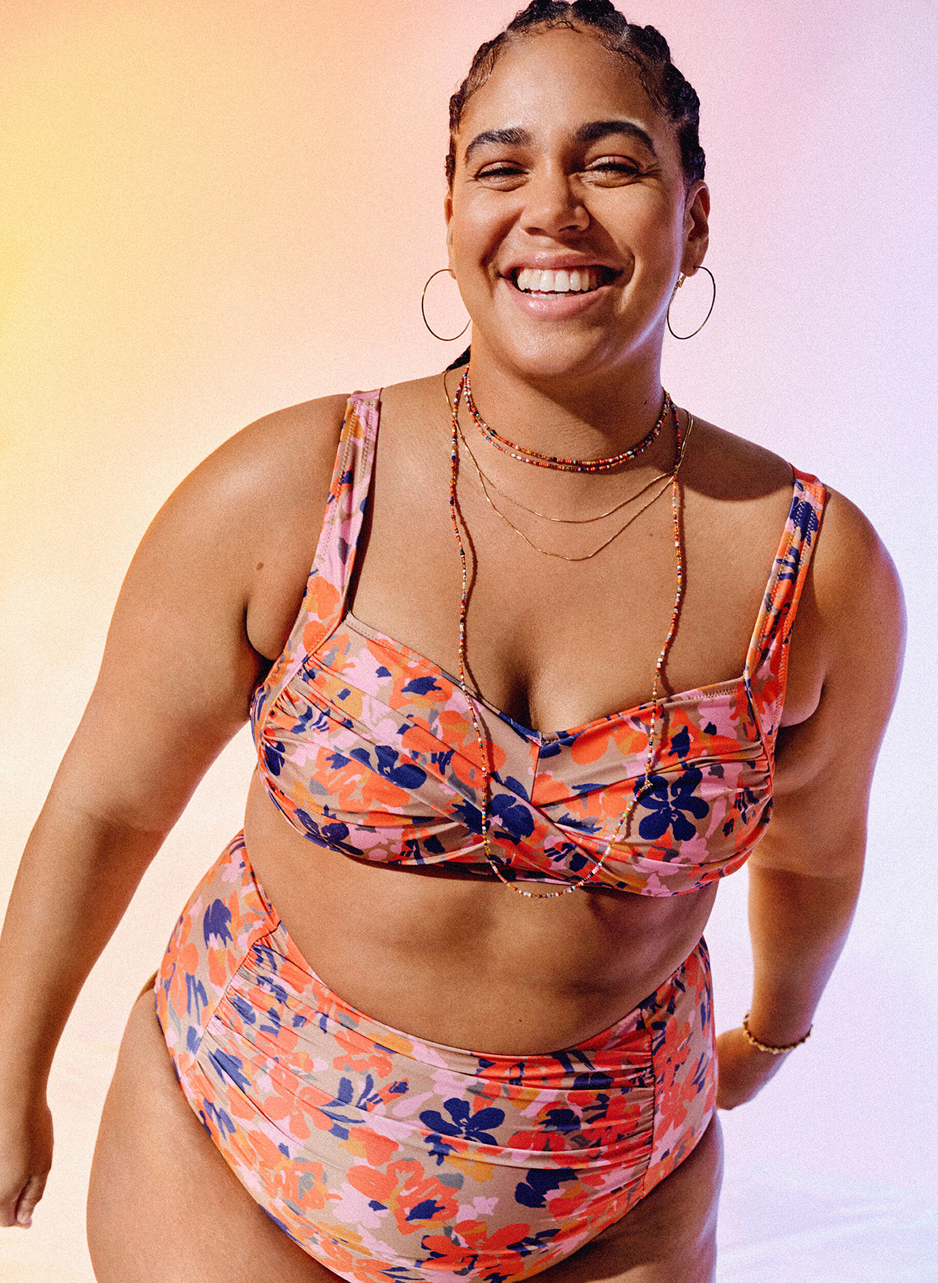 Zizzi Bedrucktes Bikini-Top, Retro Flower, Image image number 0