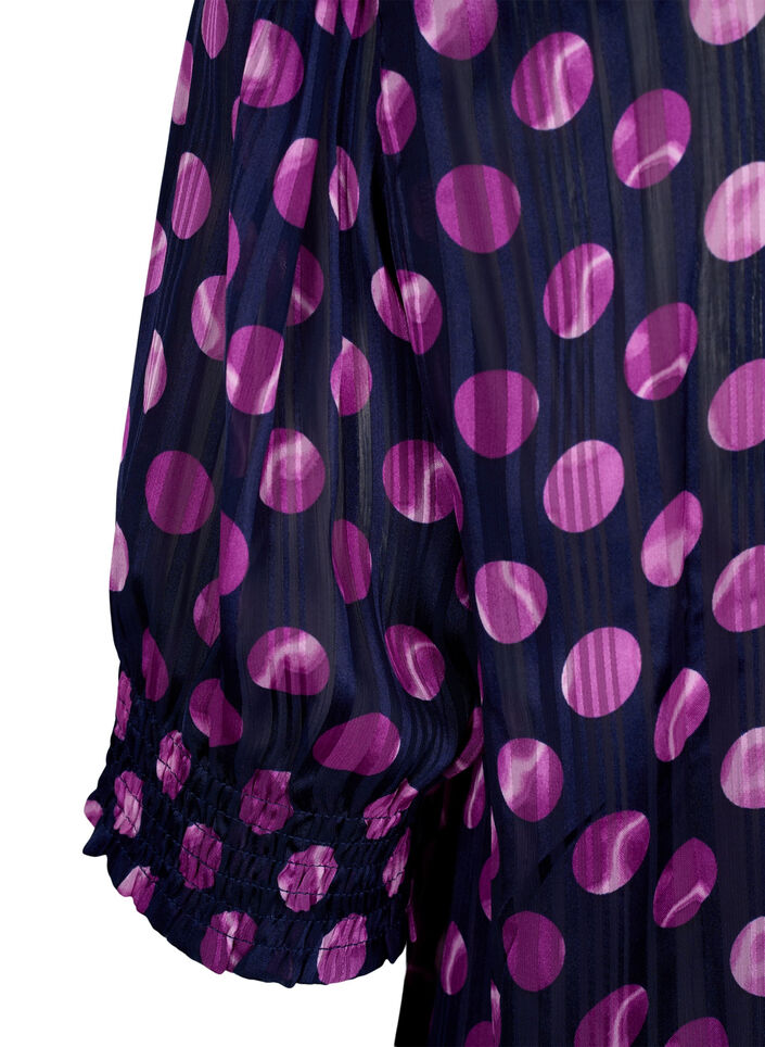 Kurzärmelige gesmokte Bluse mit Print, Medieval Bl. Dot AOP, Packshot image number 3