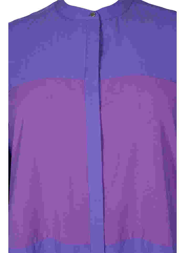 Lange Hemdbluse mit Color-Block, Purple Block, Packshot image number 2