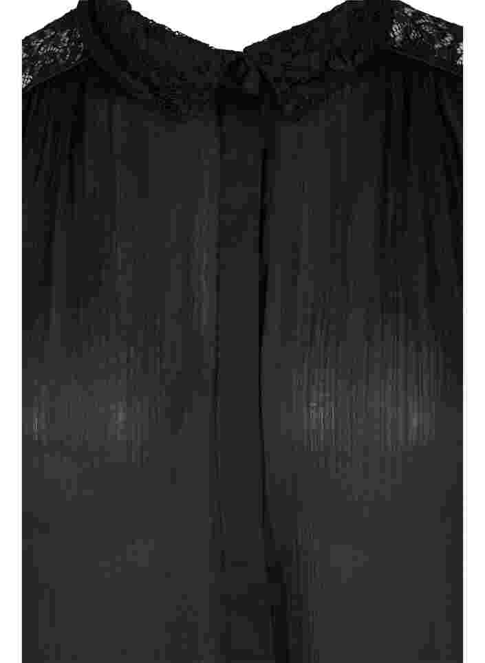 Langes Kleid mit Spitzendetails, Black, Packshot image number 2