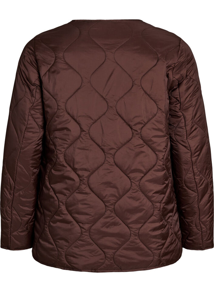 Steppjacke mit Druckkn&ouml;pfen und Rundhalsausschnitt, Braun, Packshot image number 1
